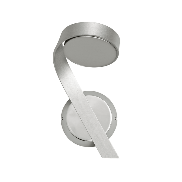 Virginstow 10W LED Left Angled Switched Wall Lamp in Silver and Polsihed Chrome