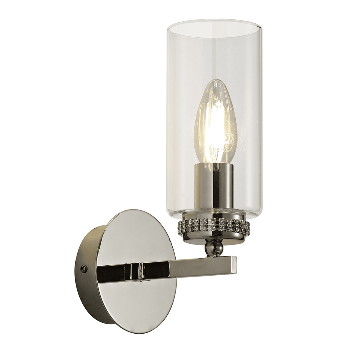 Dunstone Switched Single Arm Wall Light in Polished Nickel