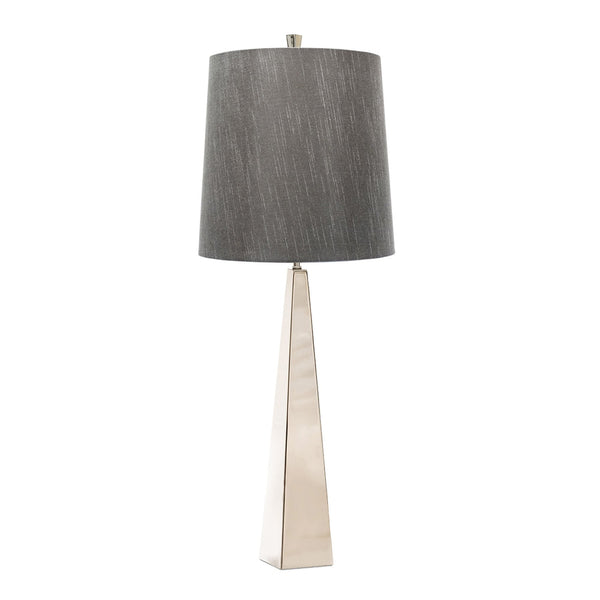Ascent Table Lamp in Polished Nickel with Dark Grey Faux Silk Hard Backed Shade