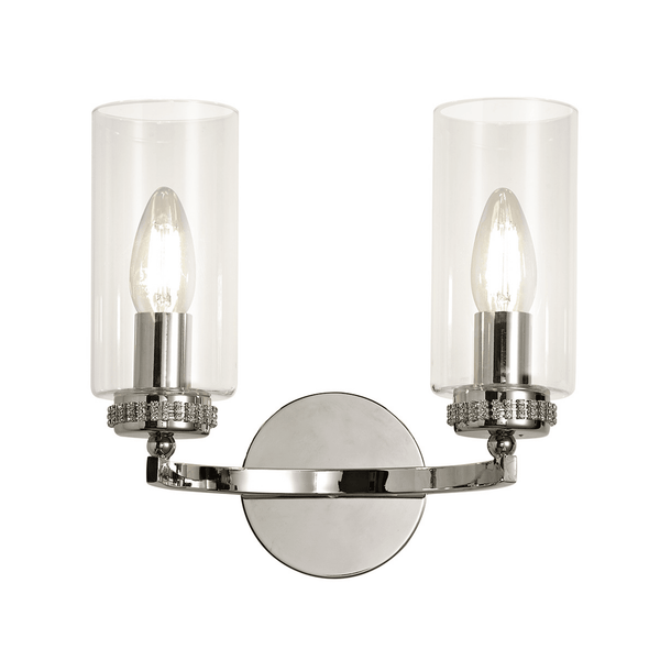 Dunstone Switched Twin Arm Wall Light in Polished Nickel
