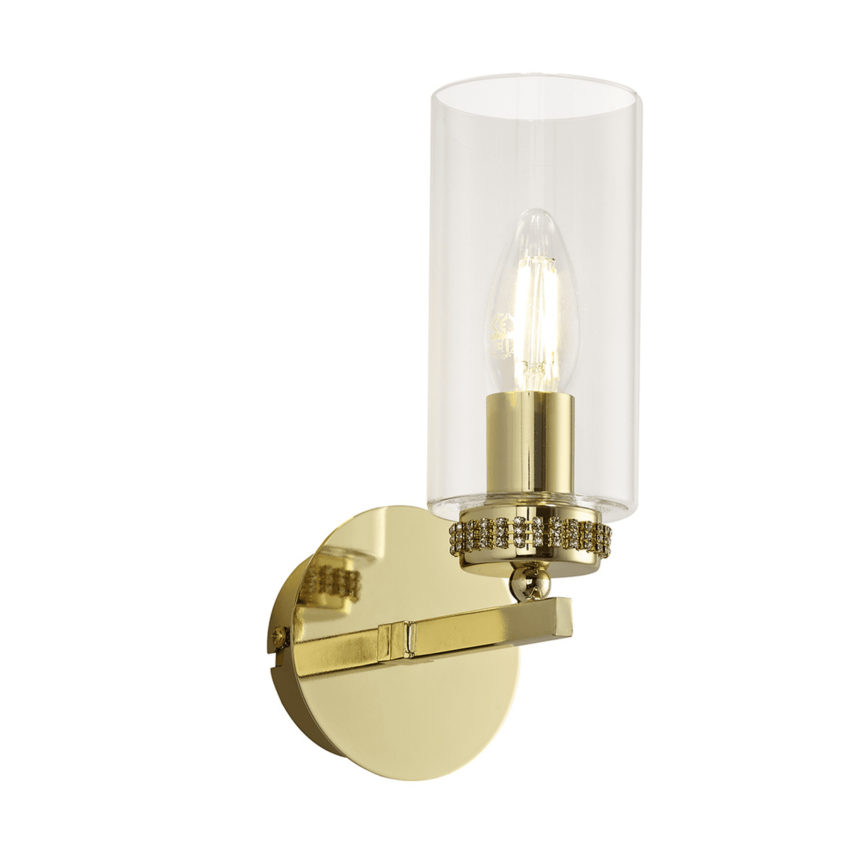 Dunstone Switched Single Arm Wall Light in Polished Gold