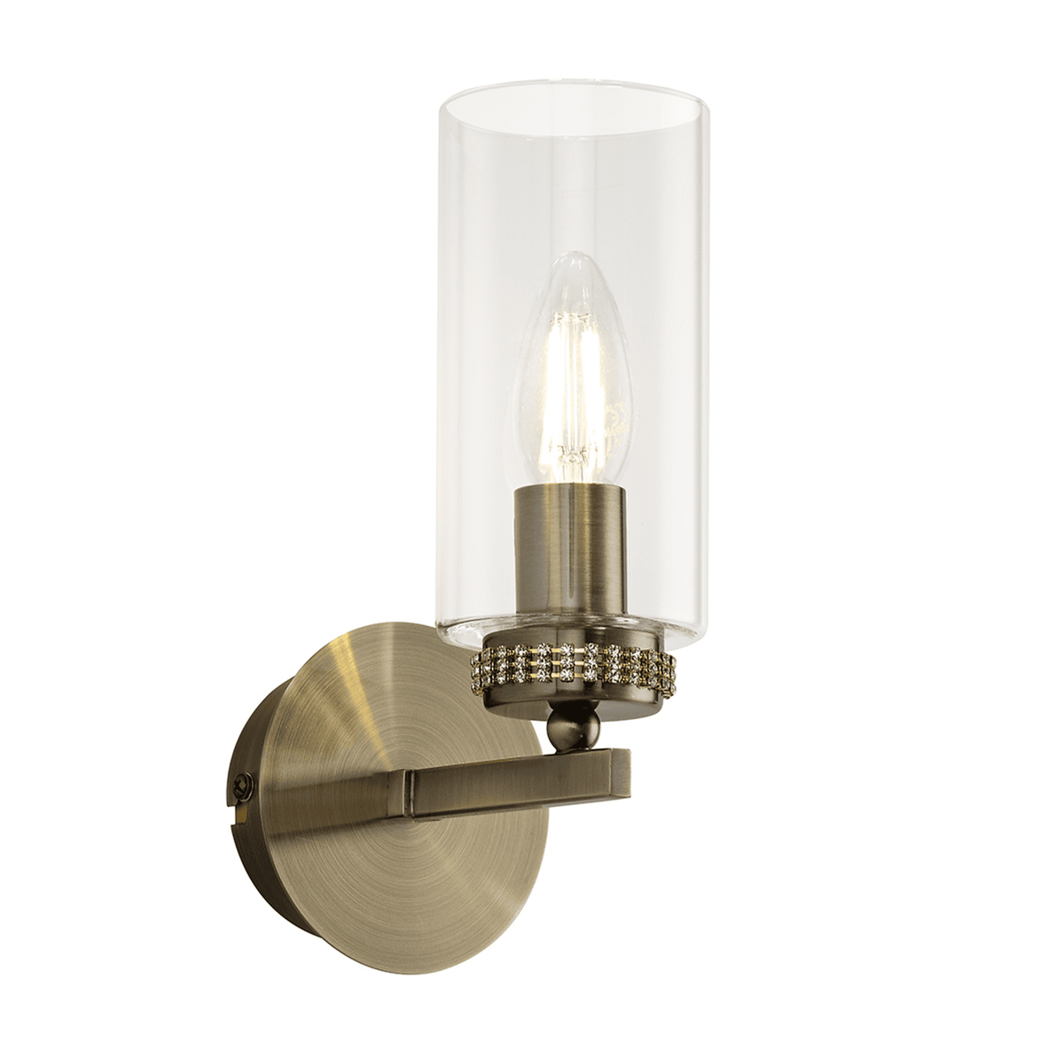 Dunstone Switched Single Arm Wall Light in Antique Brass