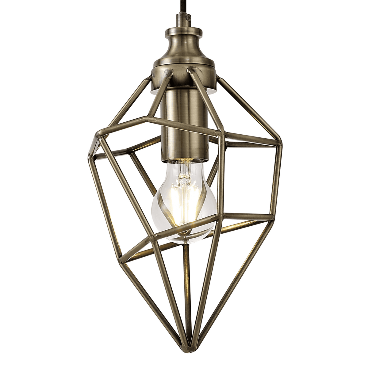 Dunterton Small E27 Pendant in Antique Brass