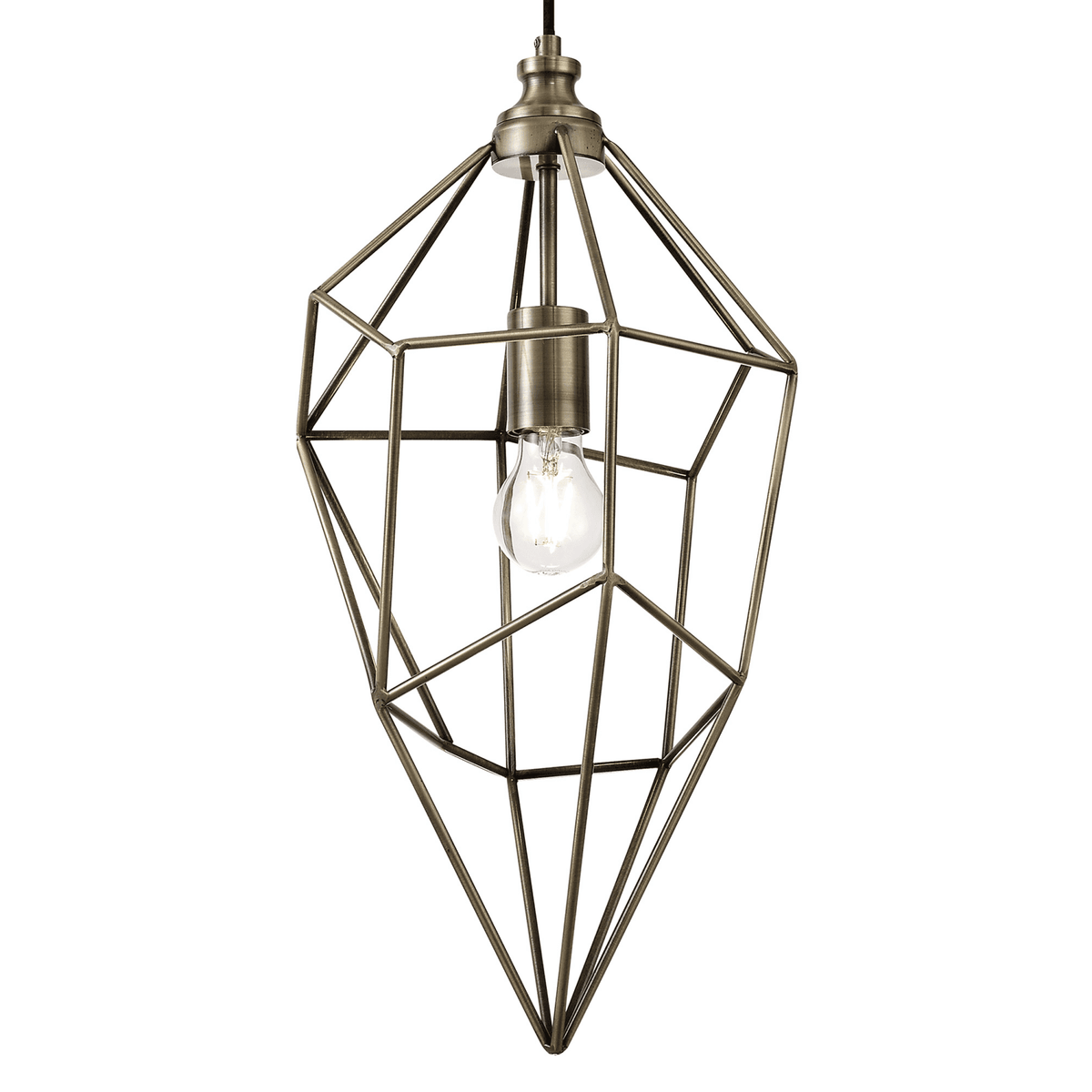 Dunterton Large E27 Pendant in Antique Brass