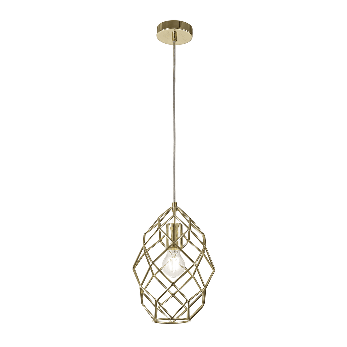 Filleigh Curved Cylinder Pendant in Polished Brass