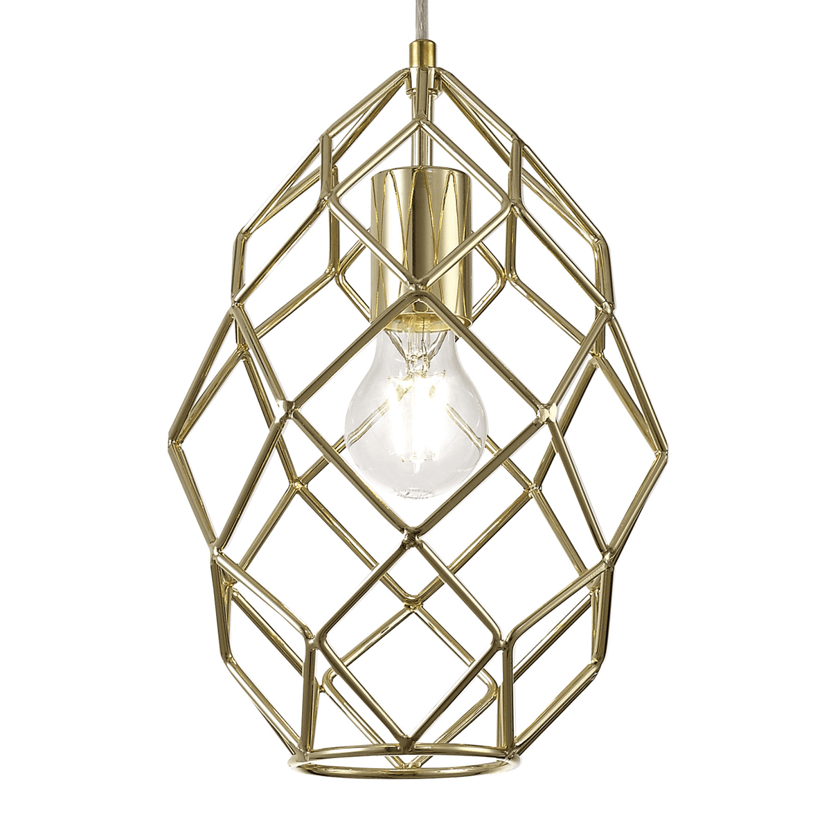 Filleigh Curved Cylinder Pendant in Polished Brass