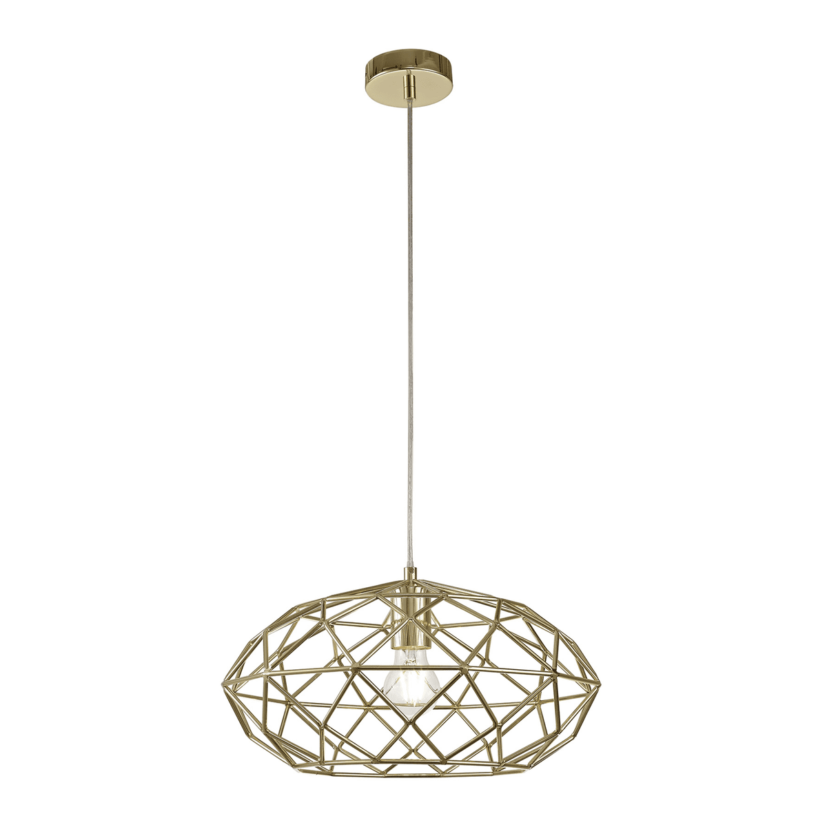 Filleigh Elliptical Sphere Pendant in Polished Brass