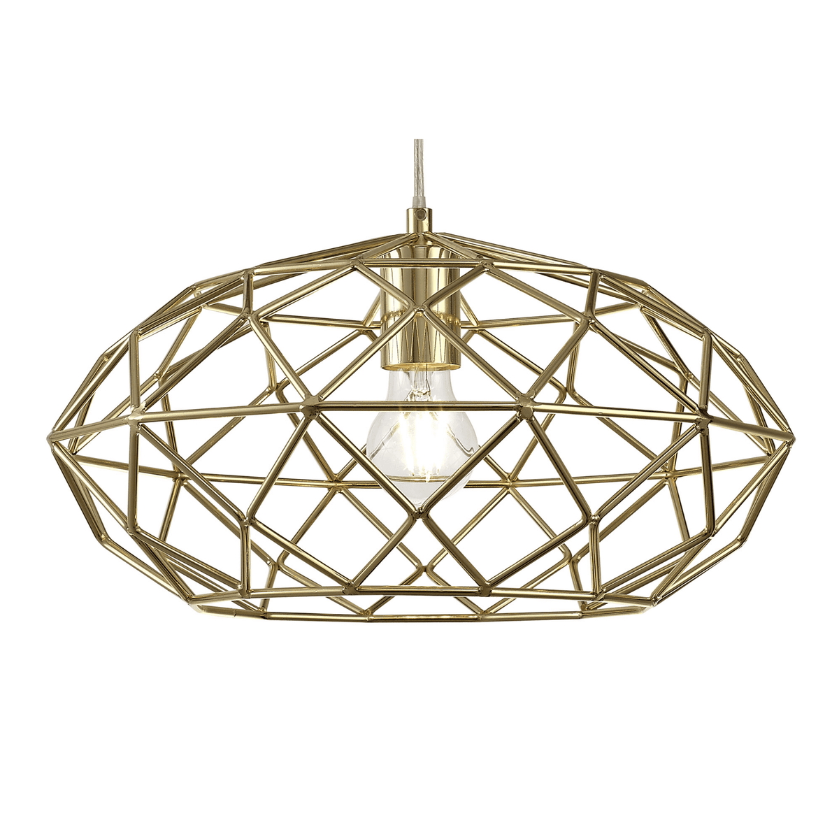 Filleigh Elliptical Sphere Pendant in Polished Brass