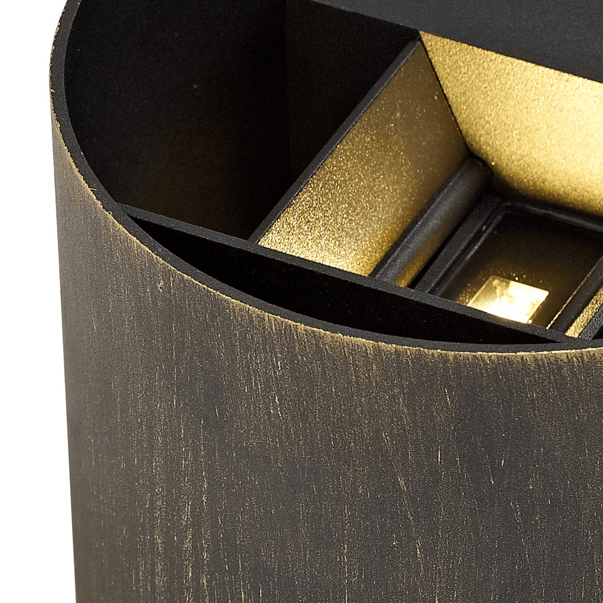 Haldon Twin LED IP54 Wall Light in Black and Gold