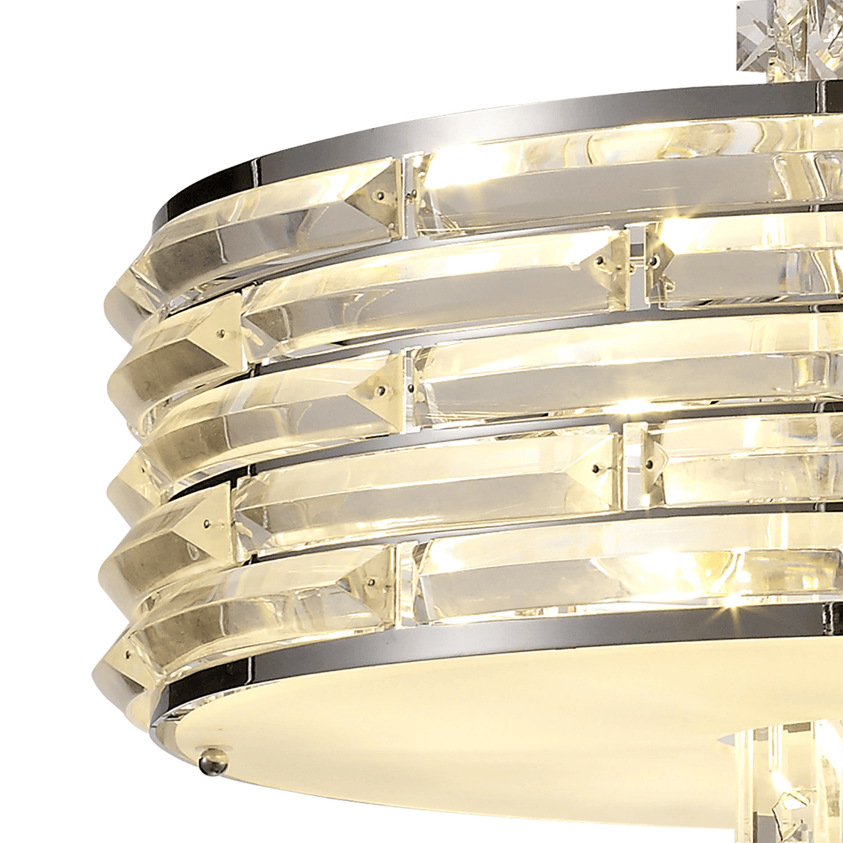 Kennerleigh 7 x E14 Pendant or Semi Ceiling Light in Polished Chrome and Crystal