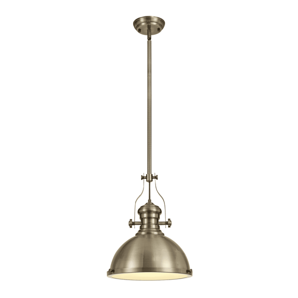 Fremington Pendant in Antique Brass & Frosted Glass Diffuser