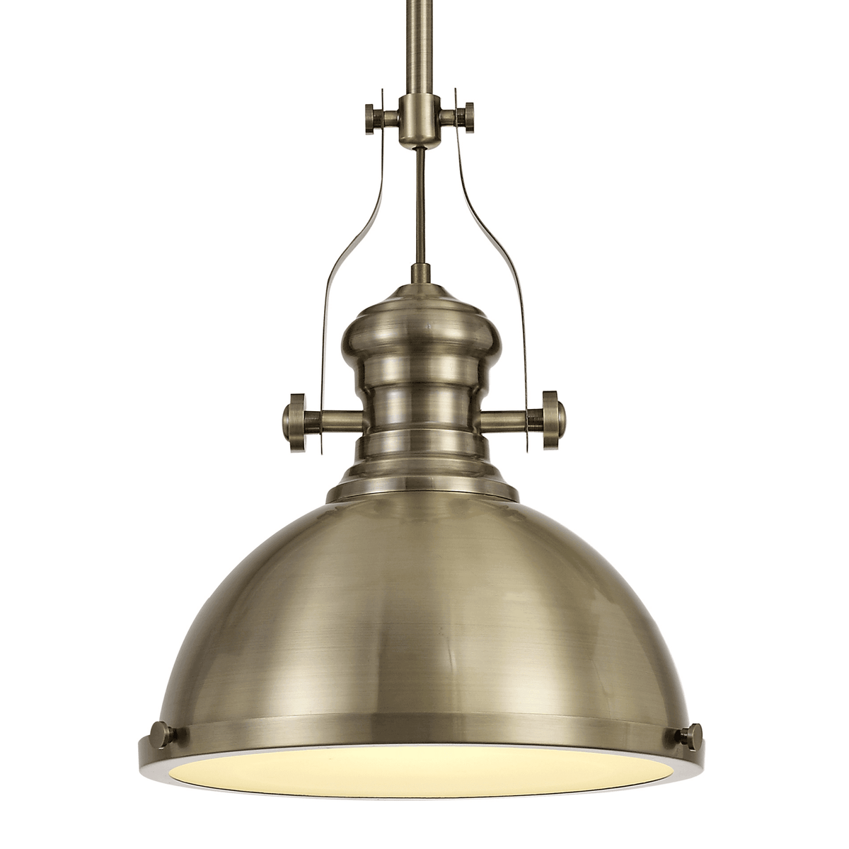 Fremington Pendant in Antique Brass & Frosted Glass Diffuser