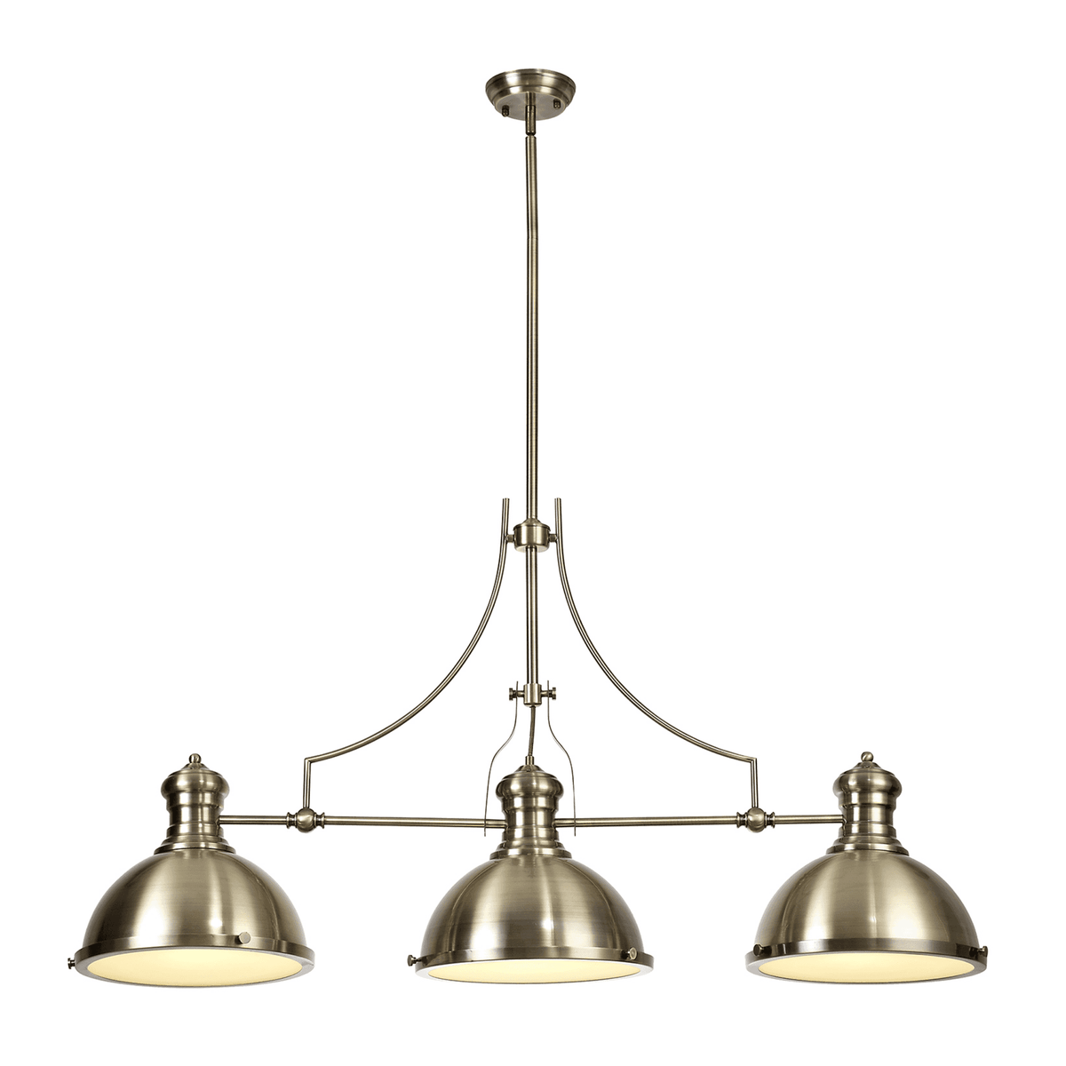 Fremington Linear Pendant in Antique Brass with Frosted Glass Diffuser