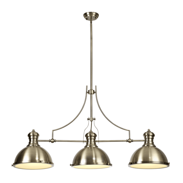 Fremington Linear Pendant in Antique Brass with Frosted Glass Diffuser