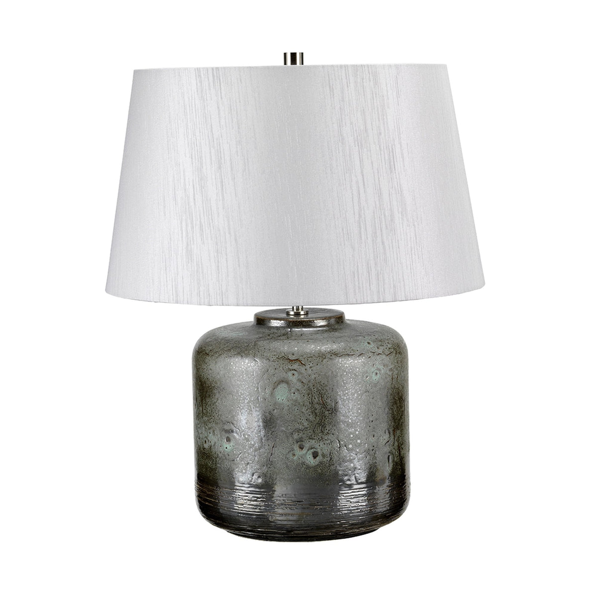 Columbus Ceramic Table Lamp in Aged Verdigris & Graphite Metallic Glaze Fnish