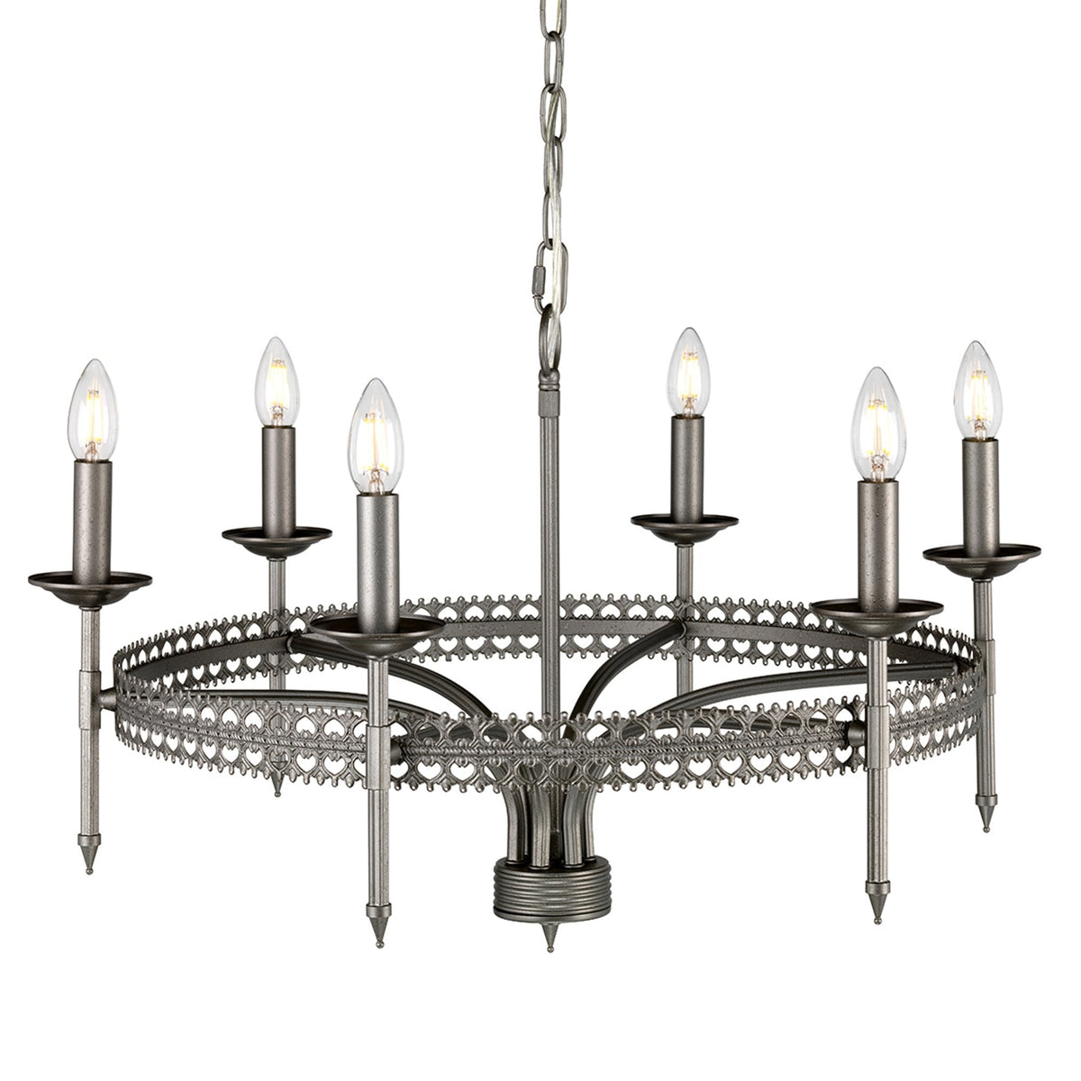 Crown 6 Light Chandelier in Iron Gate