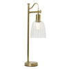 Douille Table Lamp in Aged Brass with Ribbed Glass Shade
