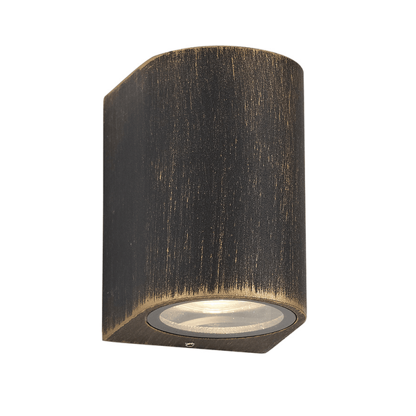 Haccombe Curved single GU10 IP54 Wall Lamp in Black Gold
