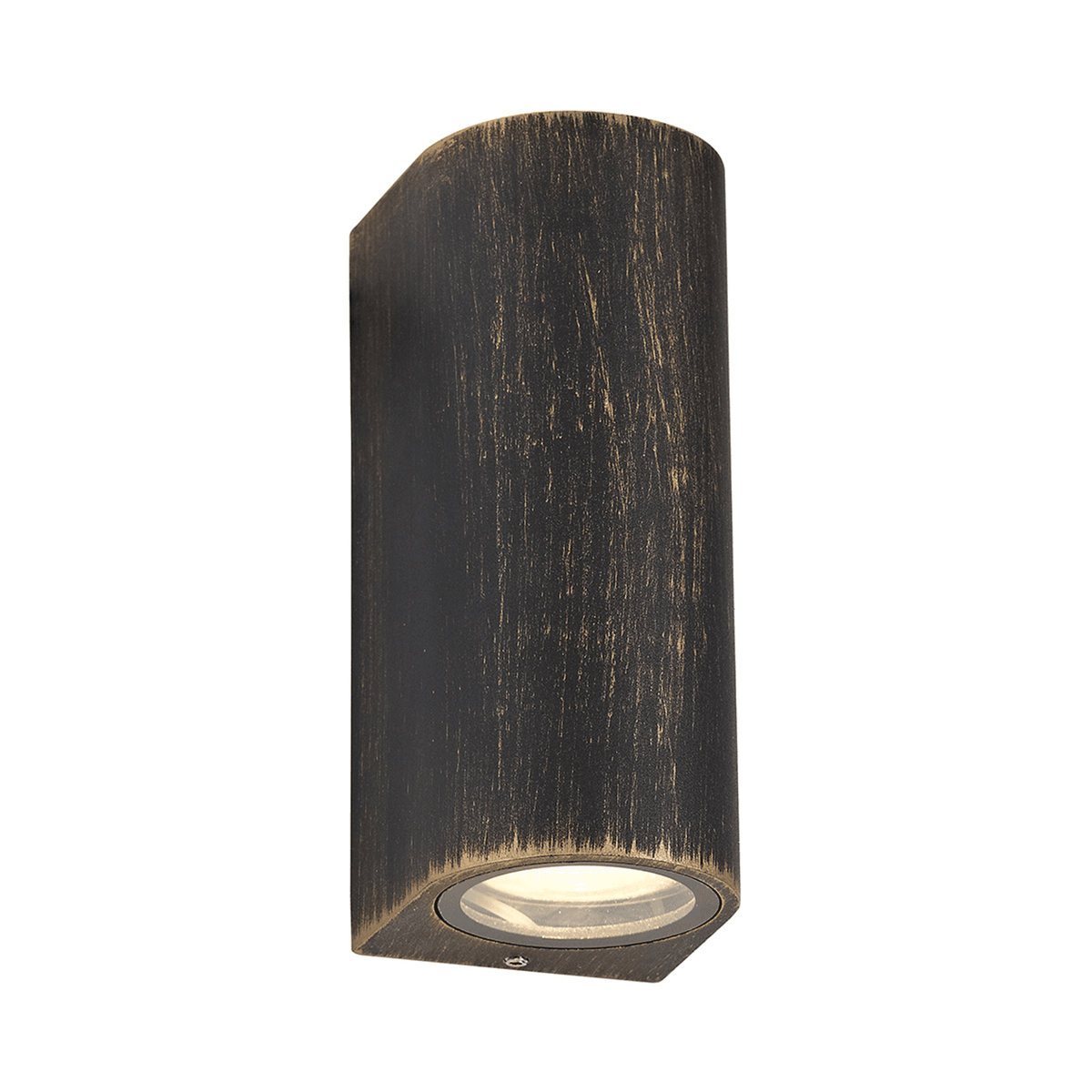 Haccombe Curved Twin GU10 IP54 Wall Lamp in Black Gold