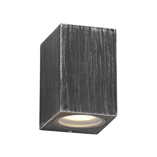 Haccombe Rectangle Single GU10 IP54 Wall Lamp in Black Silver
