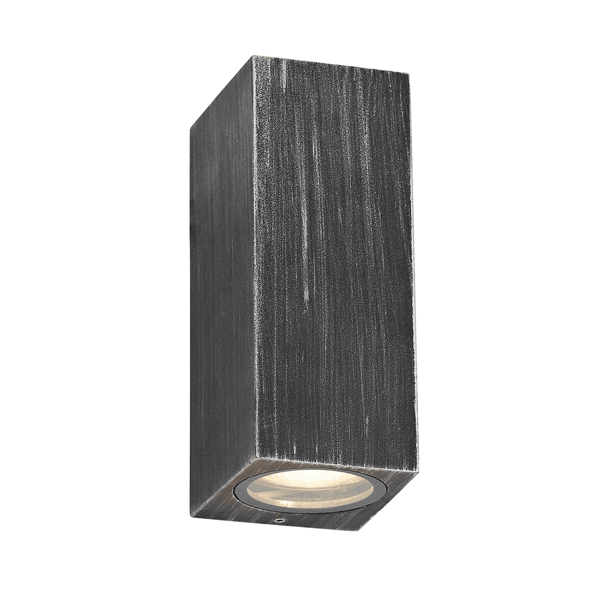Haccombe Rectangle Twin GU10 IP54 Wall Lamp in Black Silver