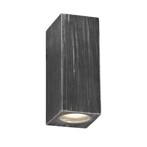 Haccombe Rectangle Twin GU10 IP54 Wall Lamp in Black Silver