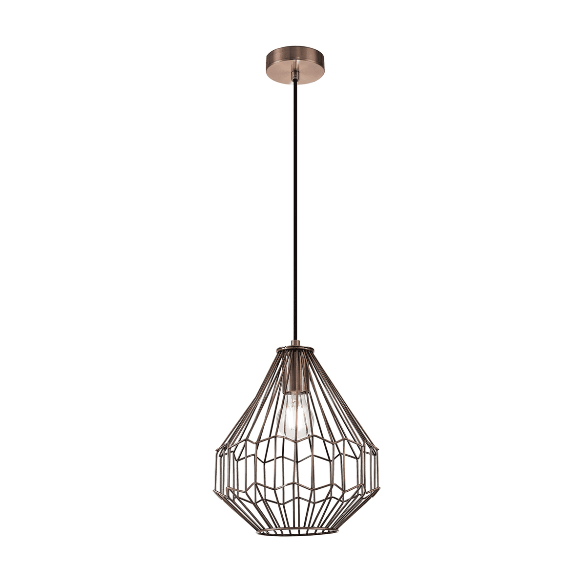 Stoodleigh Small E27 Pendant in Antique Copper and Black Finish