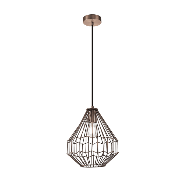 Stoodleigh Small E27 Pendant in Antique Copper and Black Finish