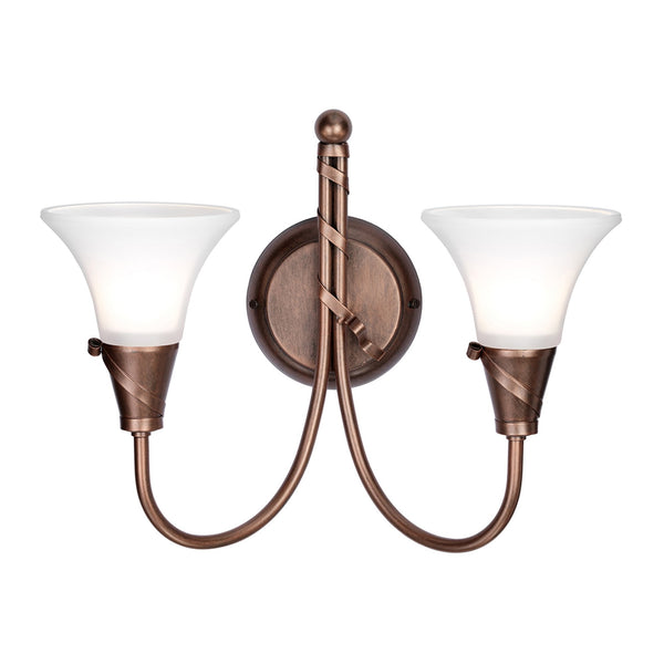 Emily Twin Arm Wall Light in a Copper Patina Finish