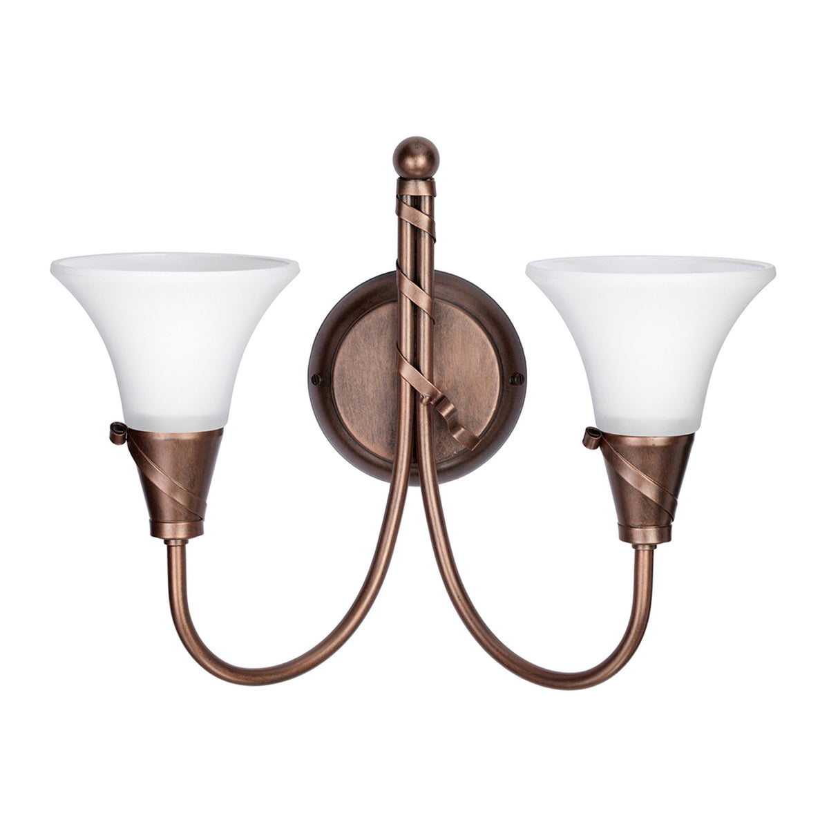 Emily Twin Arm Wall Light in a Copper Patina Finish