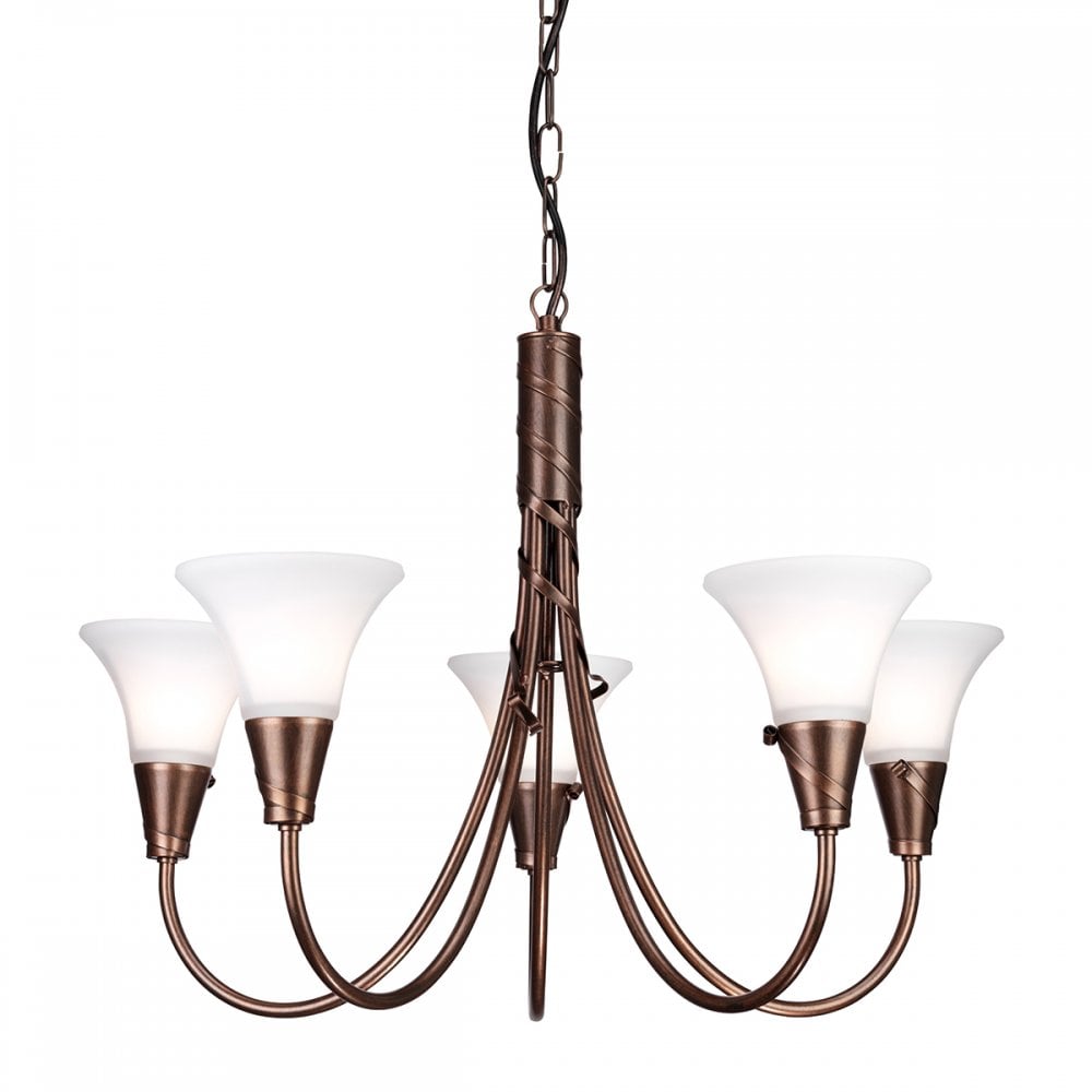 Emily 5 Light Chandelier in a Copper Patina