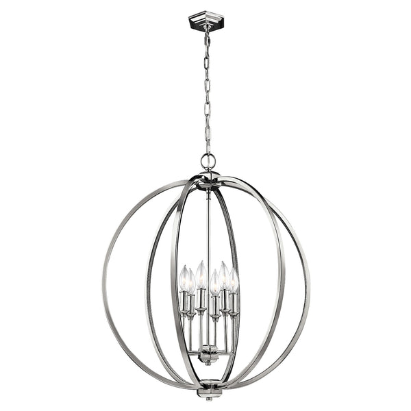 Corinne 6 Light Large Pendant Chandelier in Polished Nickel