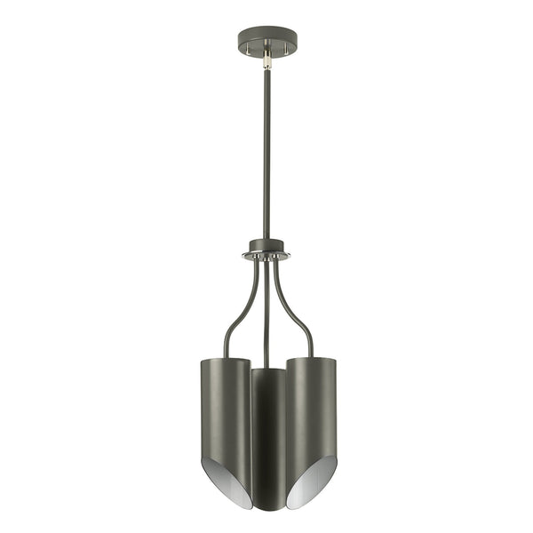 Quinto 3 Light Chandelier in Dark Grey & Polished Nickel