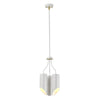Quinto 3 Light Chandelier in White & Aged Brass