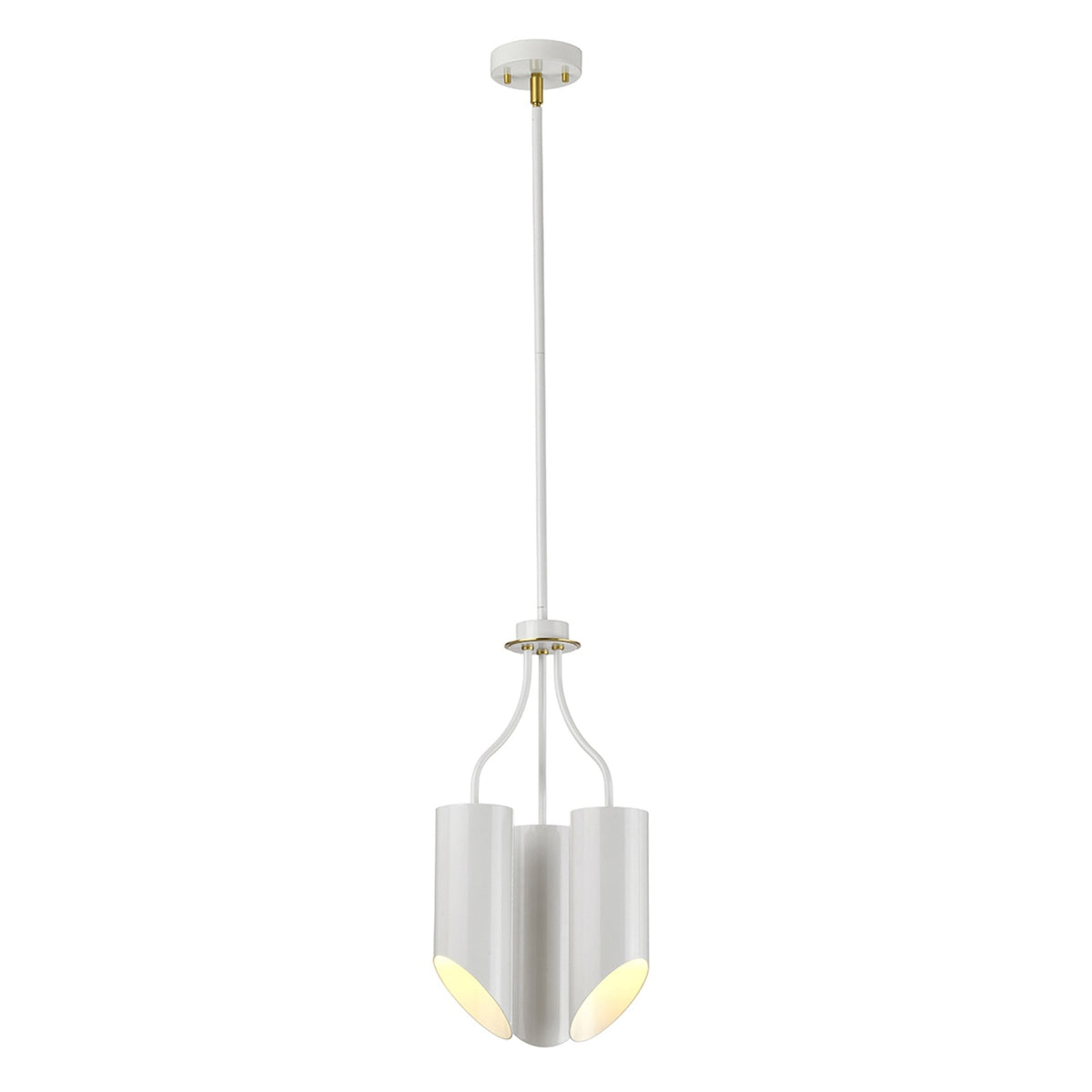Quinto 3 Light Chandelier in White & Aged Brass