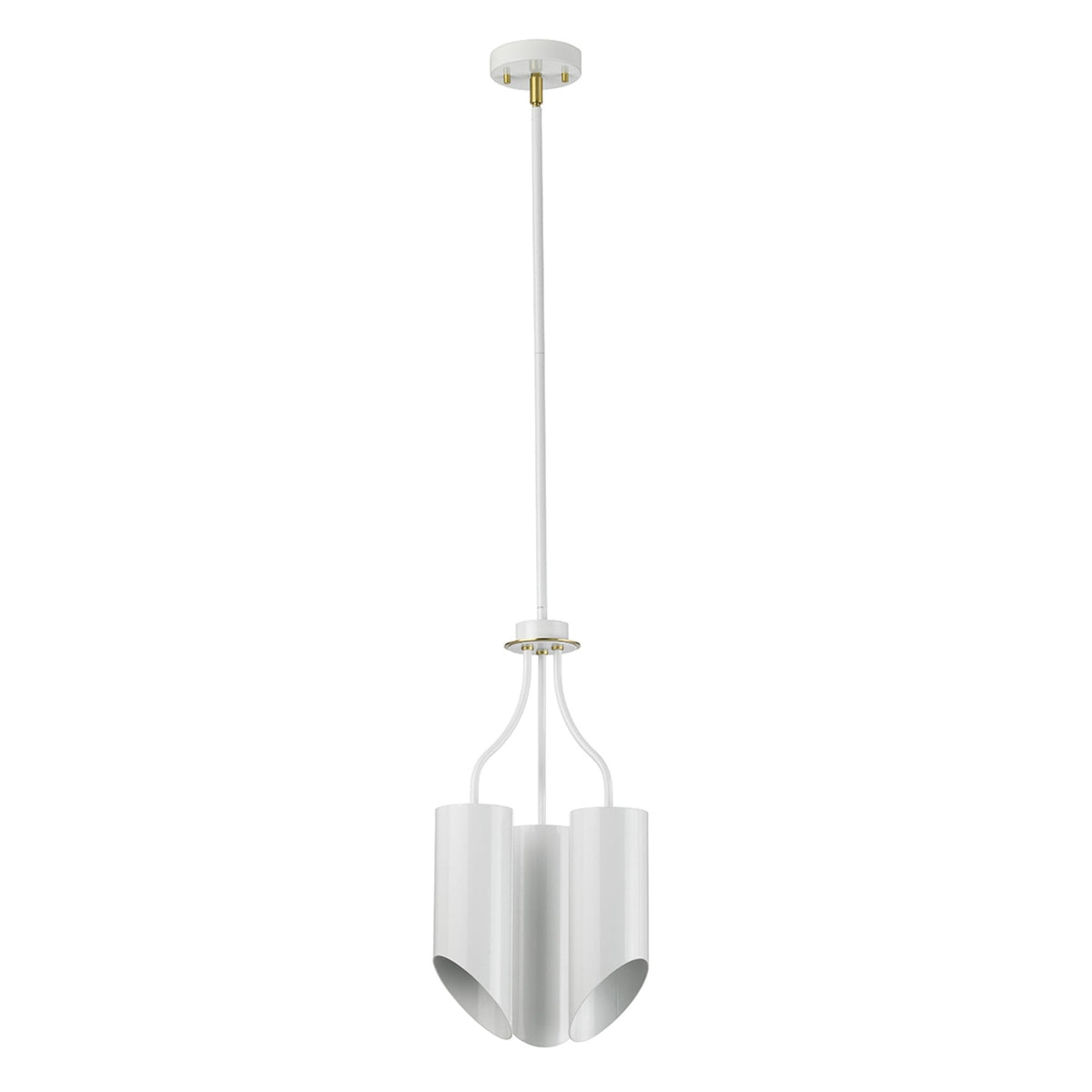 Quinto 3 Light Chandelier in White & Aged Brass