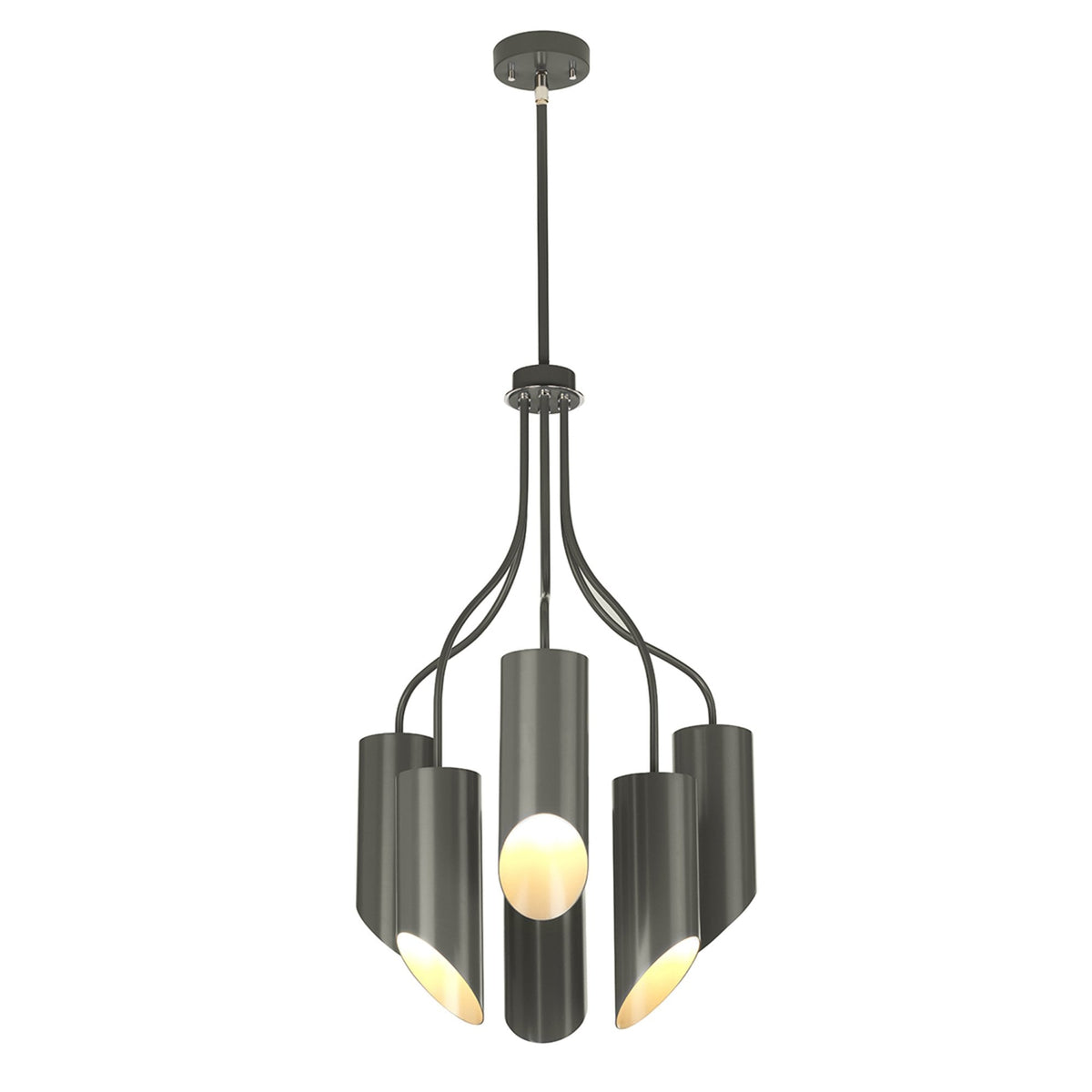 Quinto 6 Light Chandelier in Dark Grey & Polished Nickel