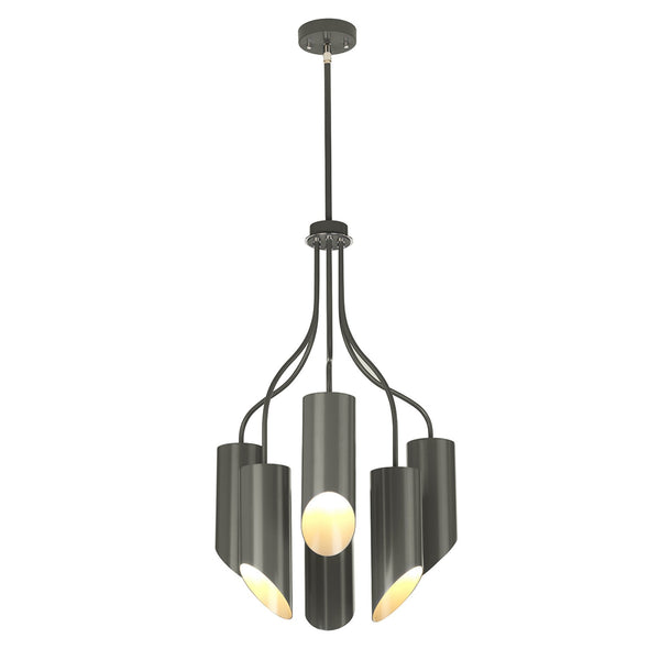 Quinto 6 Light Chandelier in Dark Grey & Polished Nickel