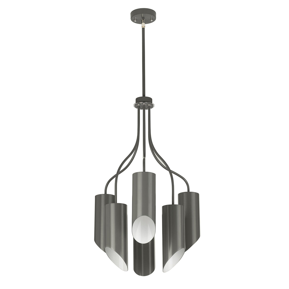 Quinto 6 Light Chandelier in Dark Grey & Polished Nickel
