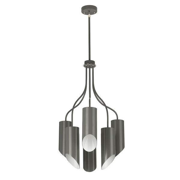 Quinto 6 Light Chandelier in Dark Grey & Polished Nickel