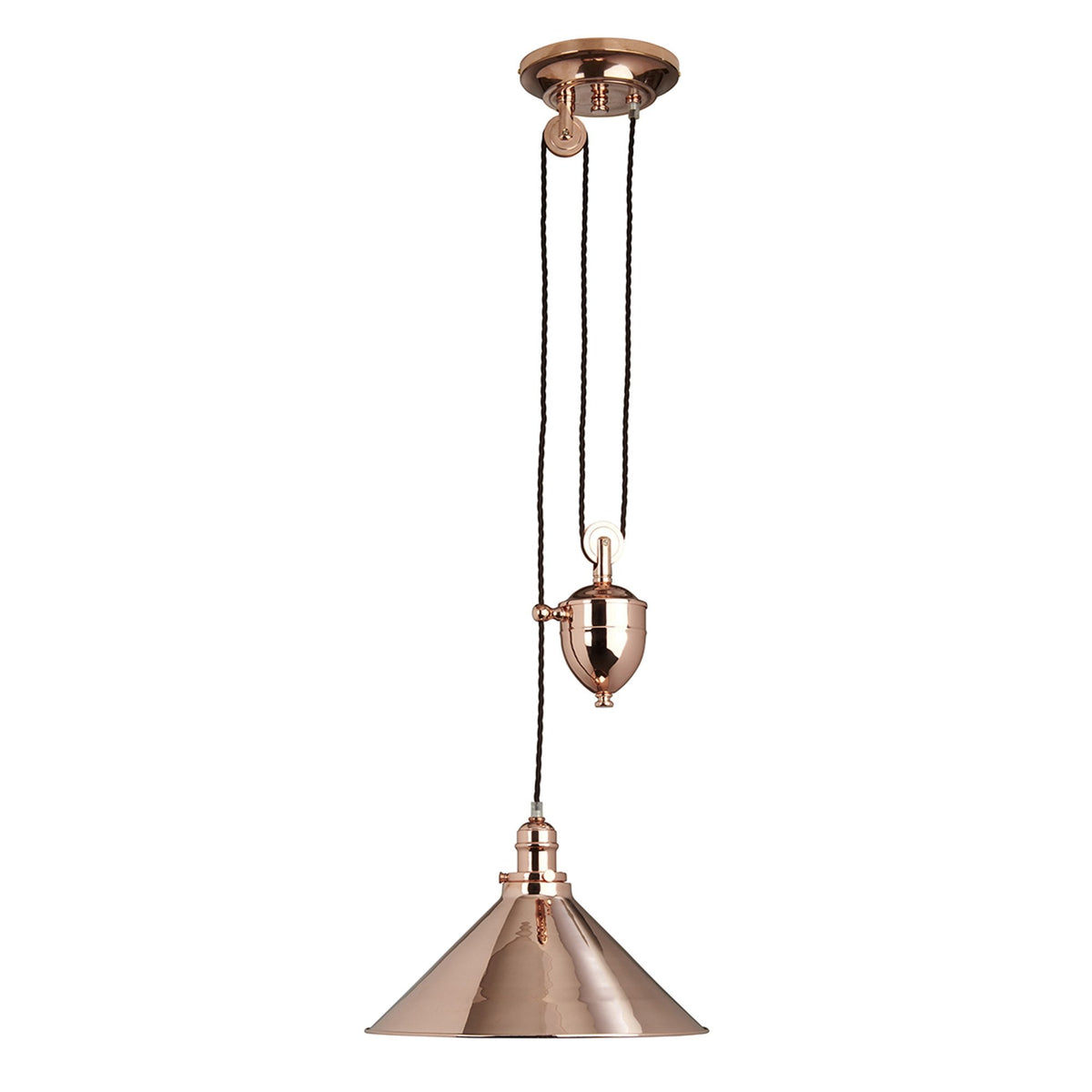 Provence Polished Copper Rise and Fall Pendant Light