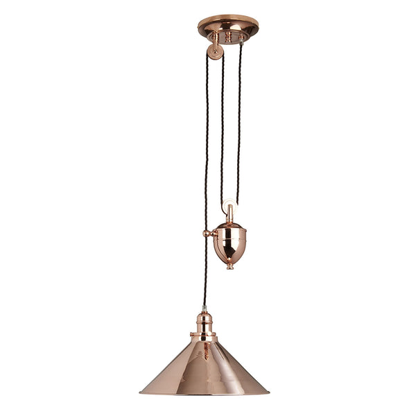 Provence Polished Copper Rise and Fall Pendant Light