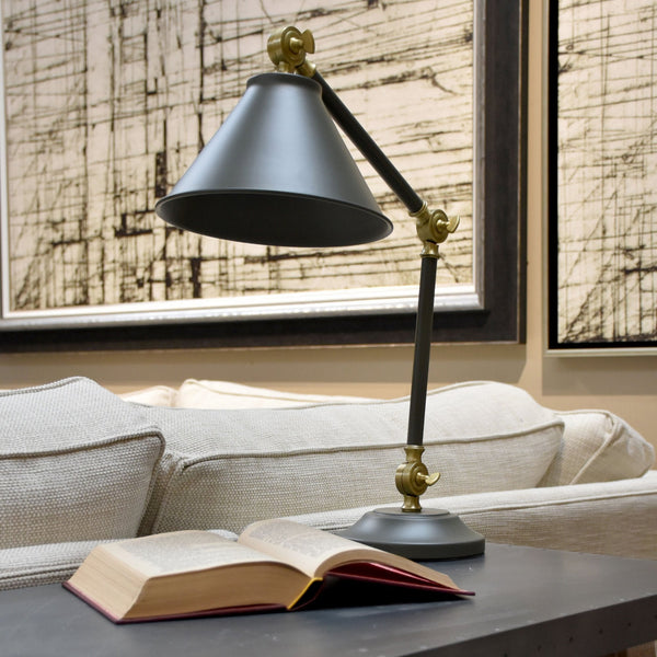 Provence Element Mini Table Lamp in Dark Grey & Aged Brass