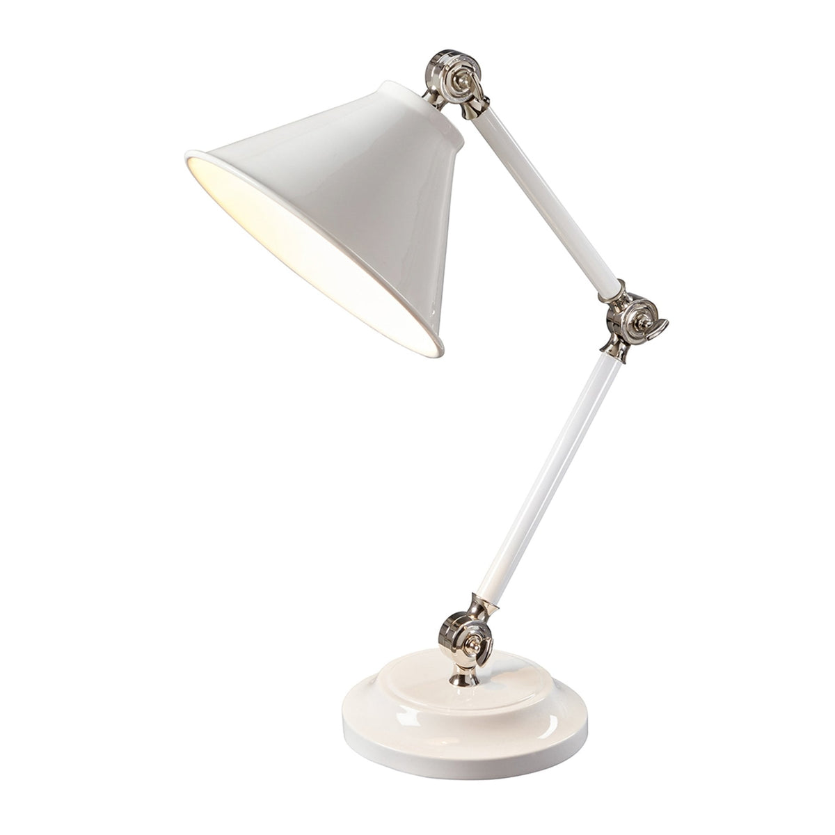 Provence Element Mini Table Lamp in White & Polished Nickel