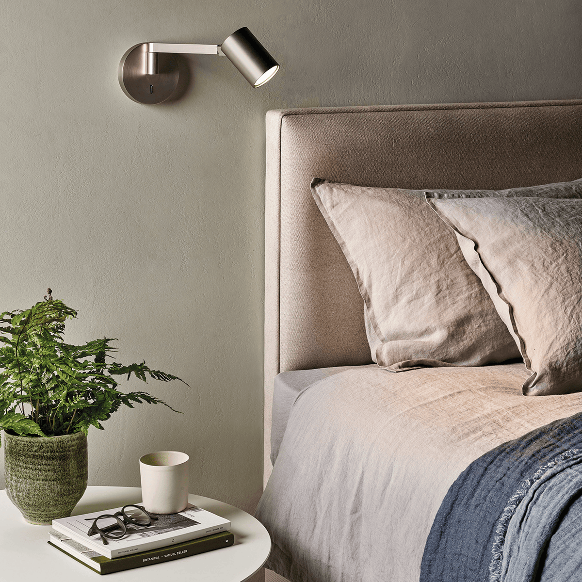 Ascoli Swing Arm Switched Spotlight Wall Light in Matt Nickel