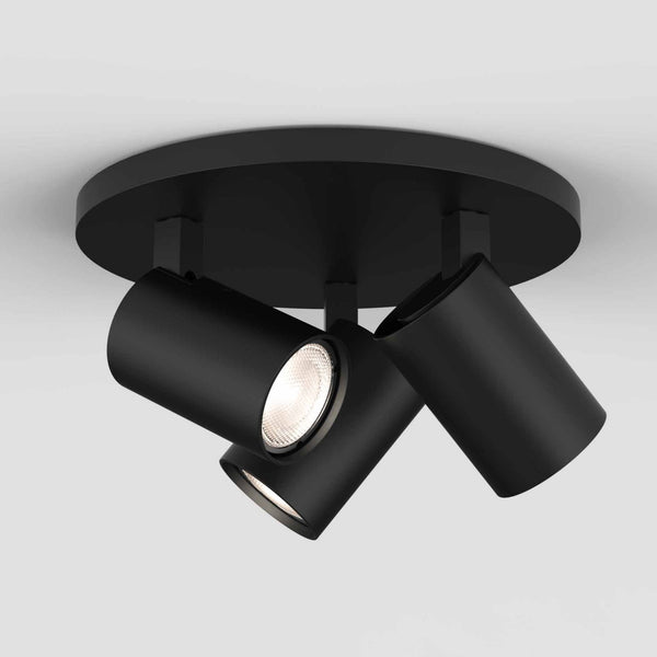 Ascoli Triple Round Spotlight in Matt Black