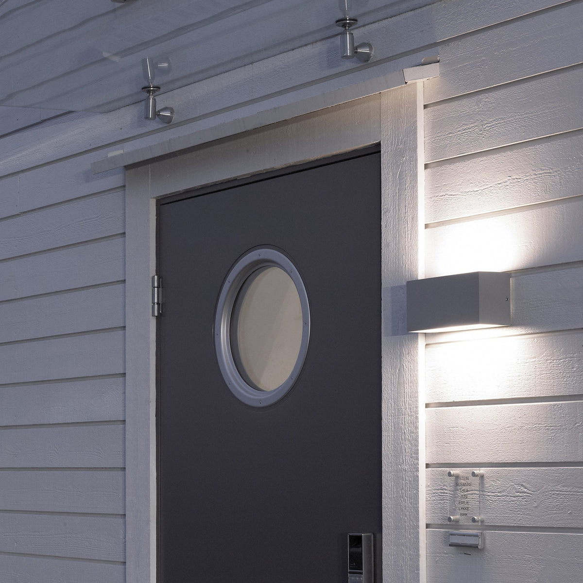 Asker Coastal IP65 Up and Down E27 Wall Light in Graphite