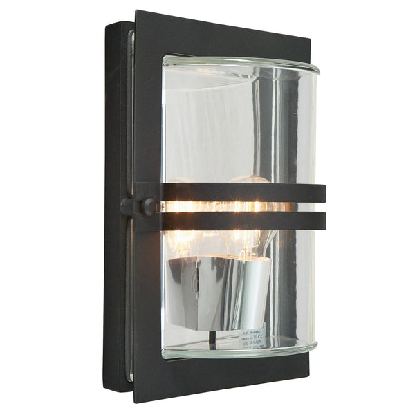 Basel Wall Lantern in Black with Clear Glass