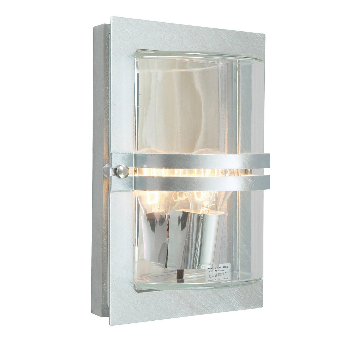 Basel Wall Lantern in Galvanised with Clear Glass