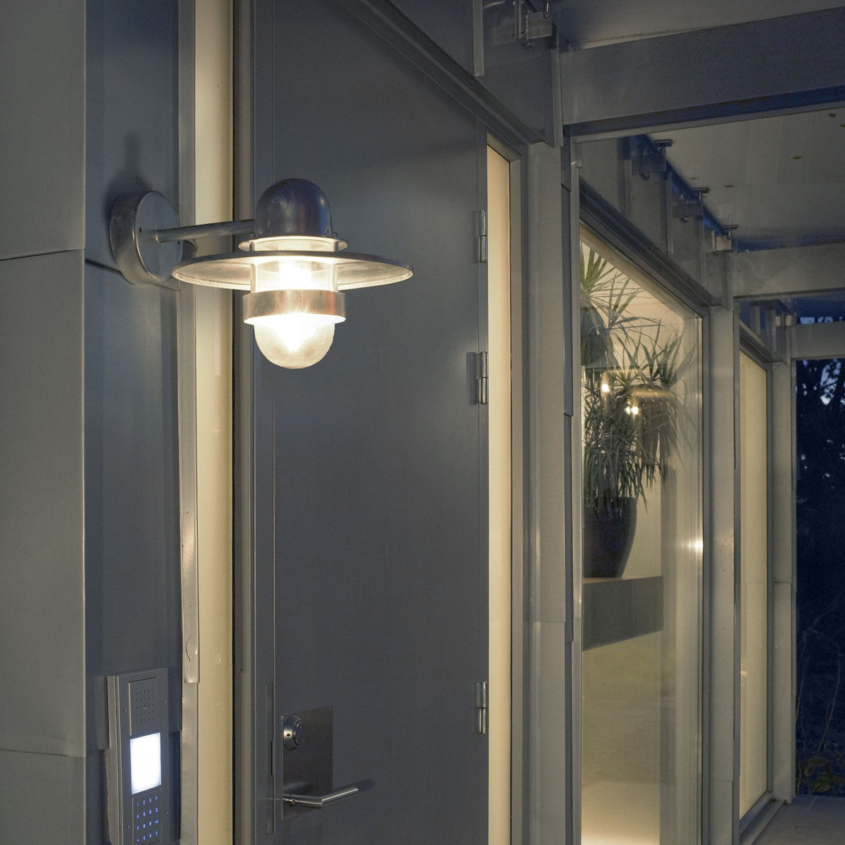 Bergen IP55 Scandinavian Wall Lantern in Galvanised